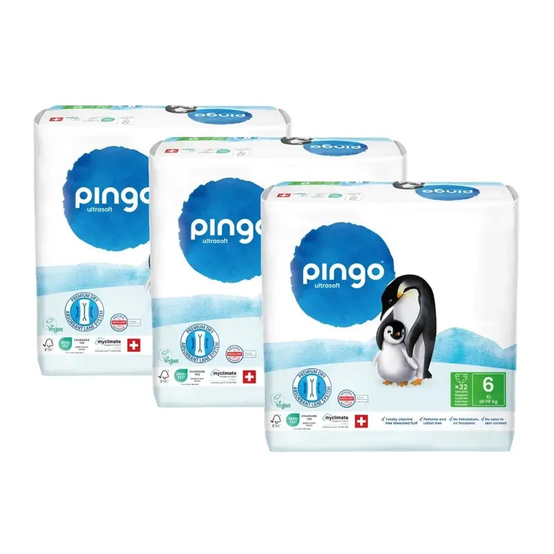 Ekologické plienky Pingo, veľkosť 6 (13–18 kg), 3 × 32 kusov