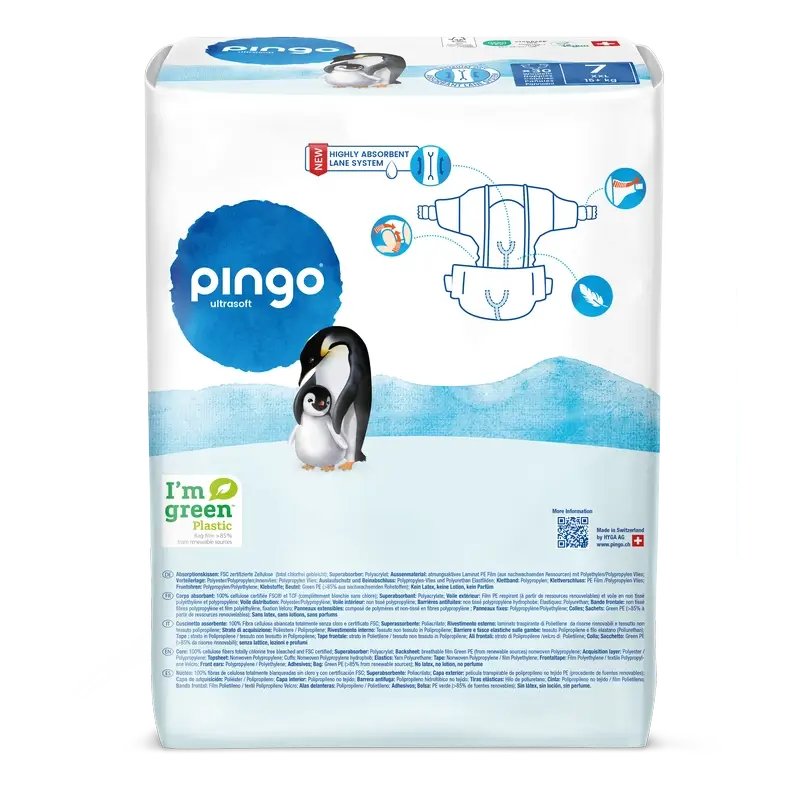 Ekologické plienky Pingo, veľkosť 7 (+15 kg), 30 kusov