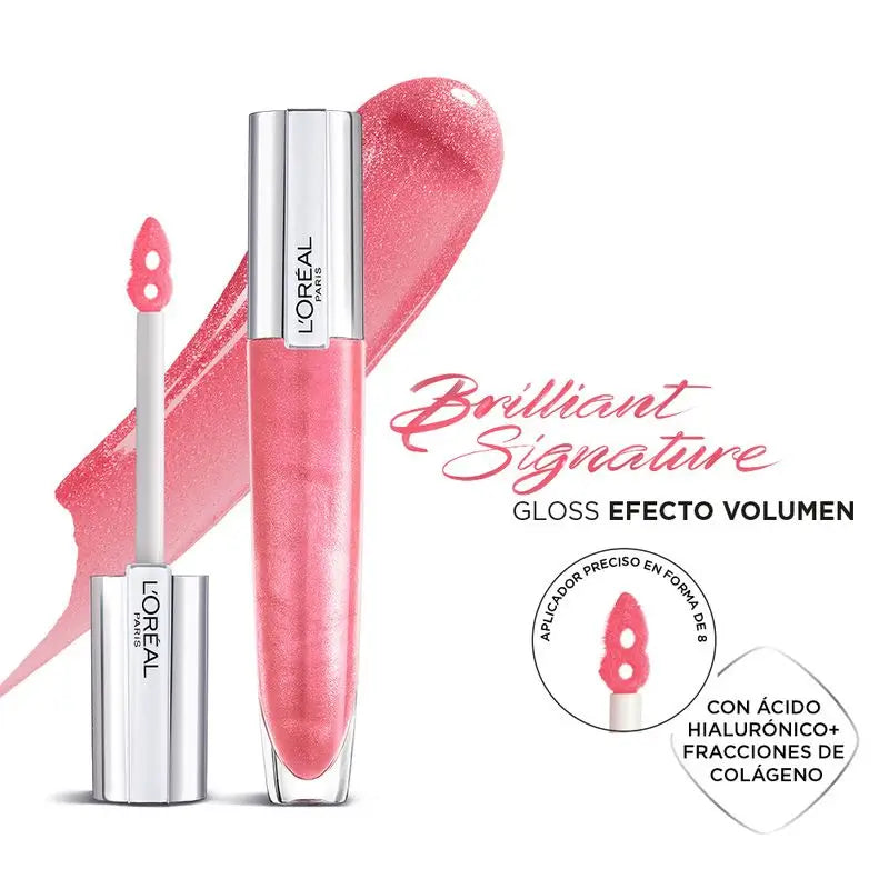 L'Oréal Paris Rúž Brilliant Signature Plump: Efekt zväčšenia objemu s kyselinou hyalurónovou a kolagénom, 6 odtieňov