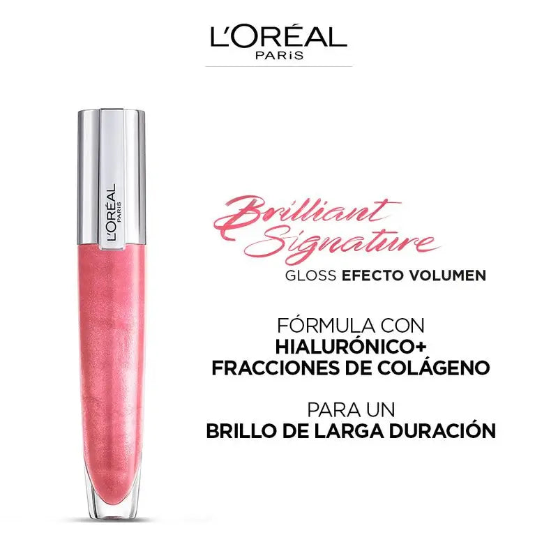 L'Oréal Paris Rúž Brilliant Signature Plump: Efekt zväčšenia objemu s kyselinou hyalurónovou a kolagénom, 6 odtieňov