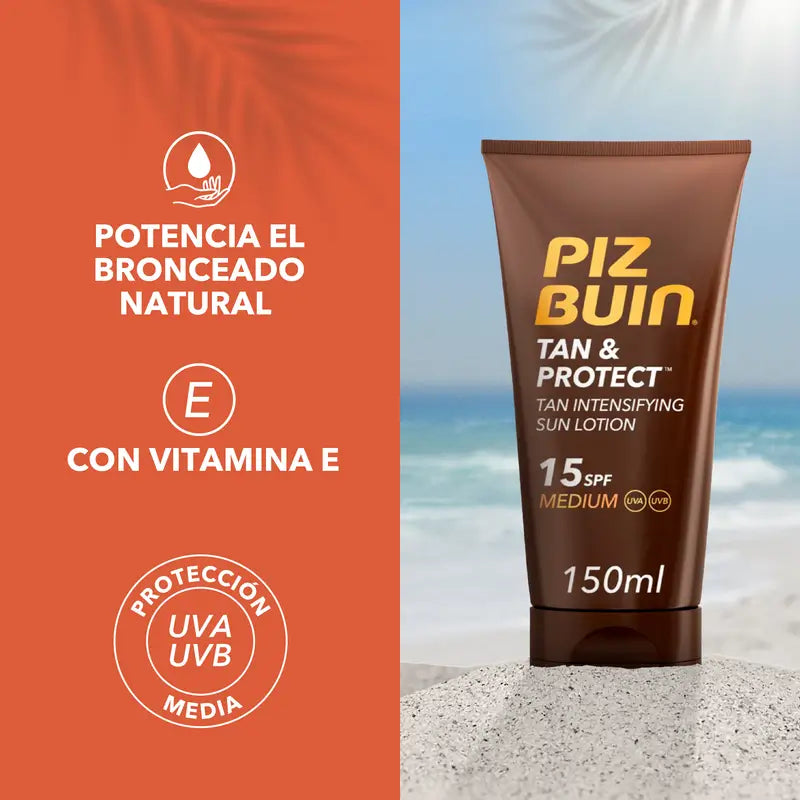 Piz Buin Tan & Protect opaľovací krém na zintenzívnenie opálenia SPF 15, 150 ml