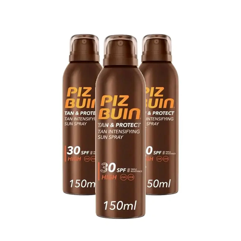 Piz Buin Tan & Protect opaľovací sprej na zintenzívnenie opálenia SPF 30, balenie 3 x 150 ml
