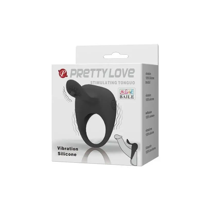 Prettylove Vibrujúci prsteň Tonguo – čierny