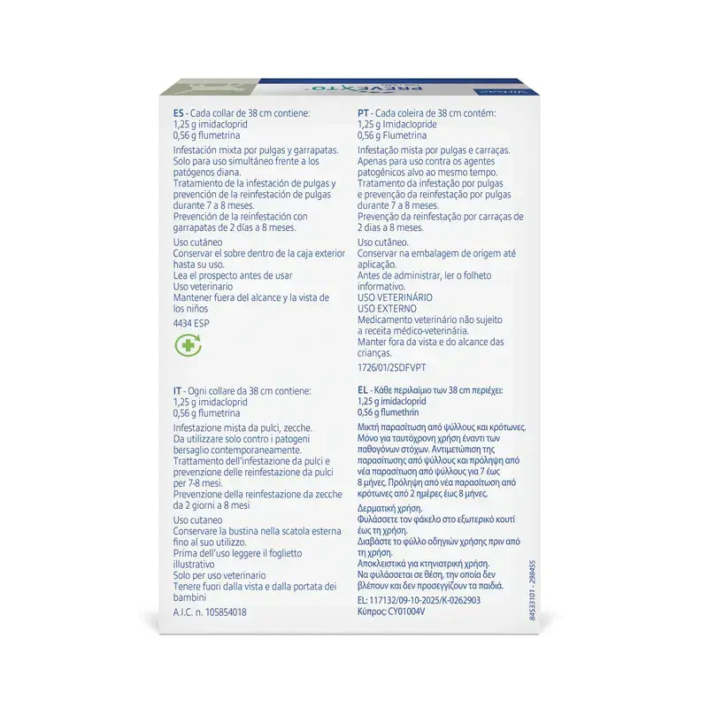 Prevexto – obojok proti parazitom pre mačky, 38 cm