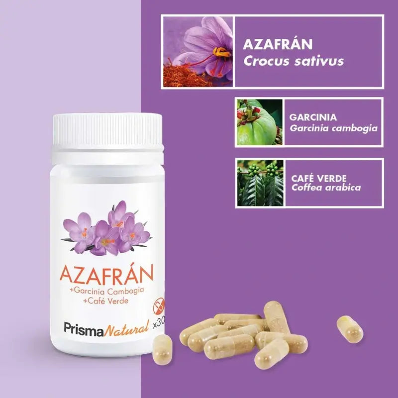 Prisma Natural Šafrán + Garcinia + Zelená káva, 30 kapsúl