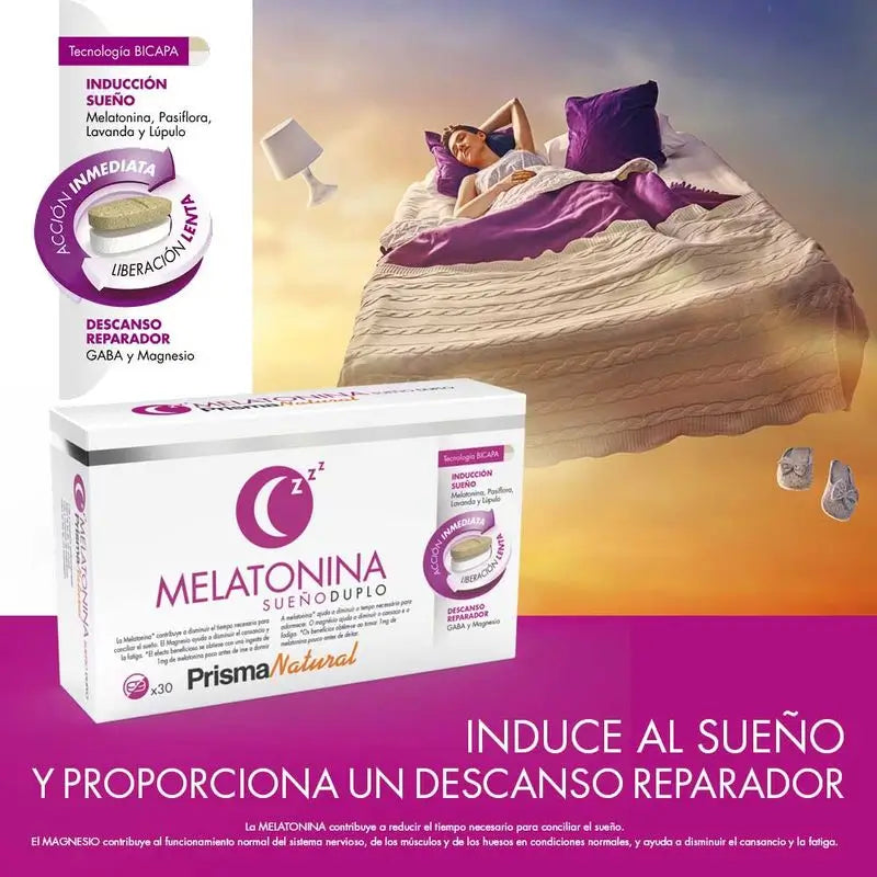 Prisma Natural Melatonín pre spánok, dvojvrstvové tablety, 30 tabliet