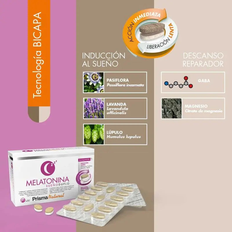 Prisma Natural Melatonín pre spánok, dvojvrstvové tablety, 30 tabliet