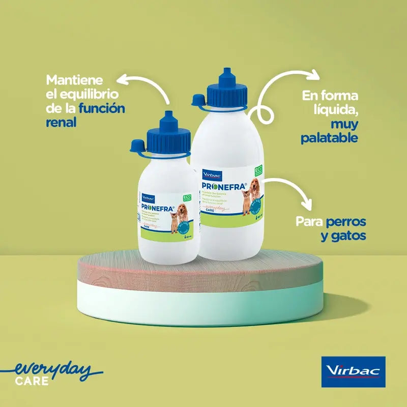 Virbac Pronefra – doplnok stravy na podporu funkcie obličiek pre psov a mačky, 180 ml