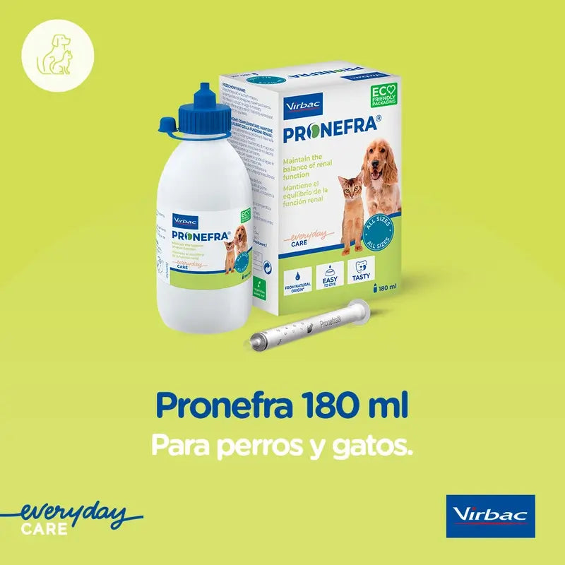Virbac Pronefra – doplnok stravy na podporu funkcie obličiek pre psov a mačky, 180 ml