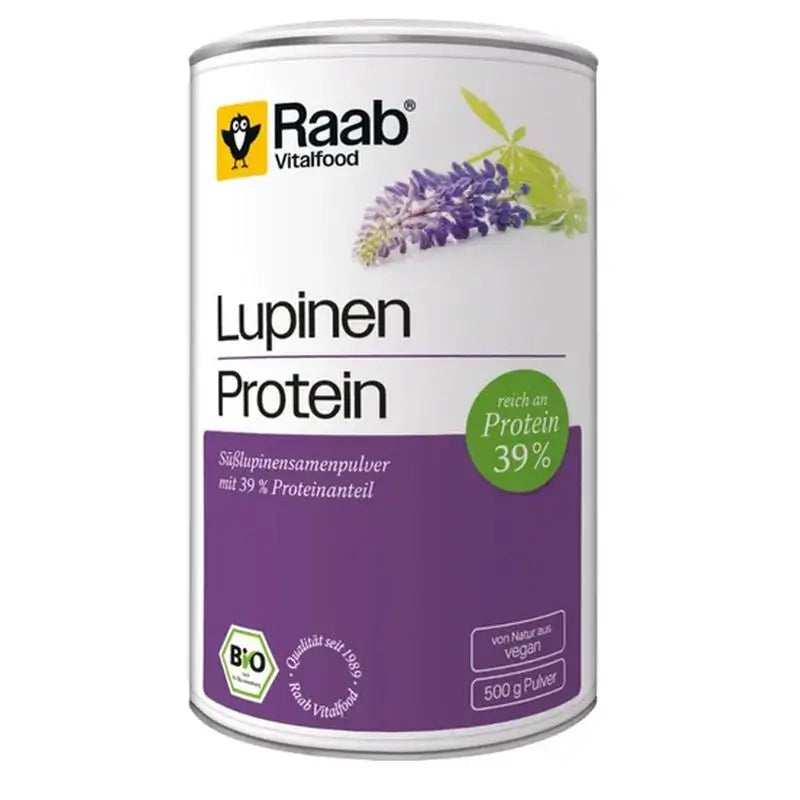 Raab Vitalfood Prírodný lupinový proteín 500 g. Bio, bez cukru, vegánsky 