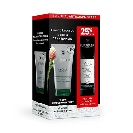 Rene Furterer Neopur šampón proti mastnej lupine 150 ml + Head Spa čistiaci a detoxikačný peeling 150 ml