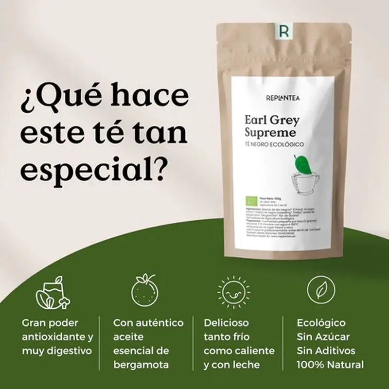 Replantea Čierny čaj Earl Grey Supreme – ekologický, 100 g