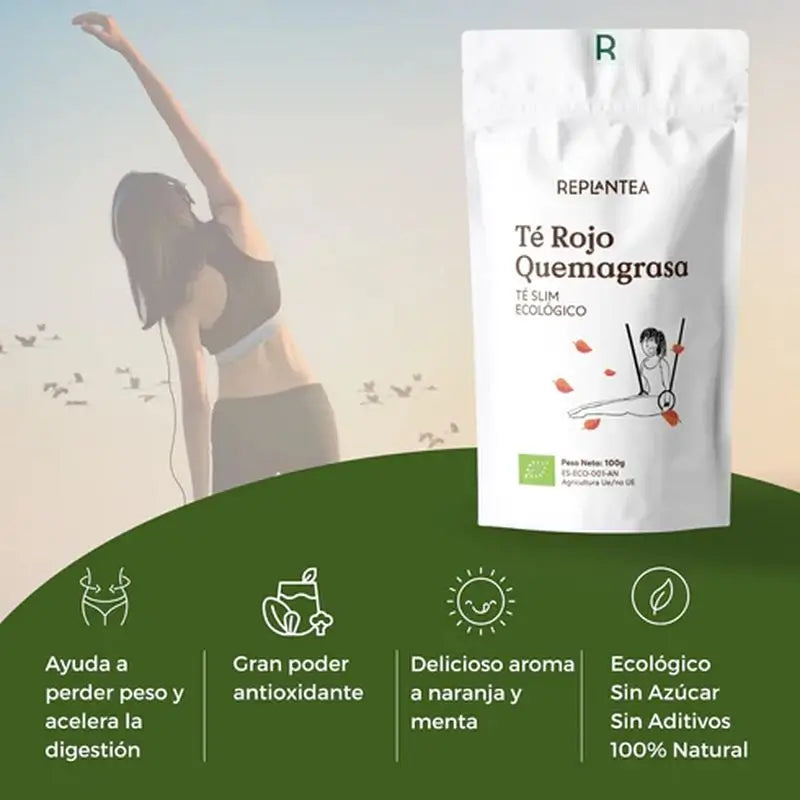 Replantea Červený čaj Pu-erh na spaľovanie tukov, ekologický, 100 g