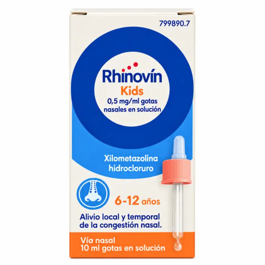 Rhinovin pre deti 0,5 mg/ml, roztok na kvapky do nosa, 1 fľaštička s objemom 10 ml