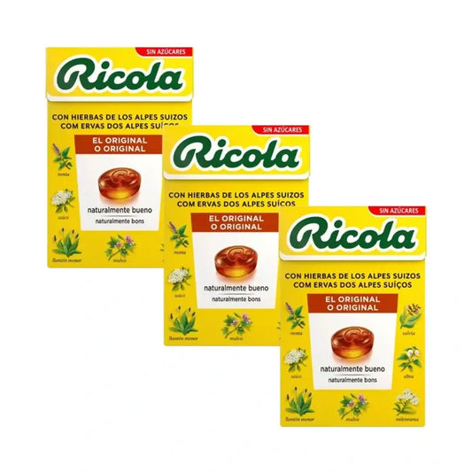 RICOLA BEZCUKROVÉ BYLINOVÉ KANDÍKY SO STEVIÍ, balenie 3 x 50 g