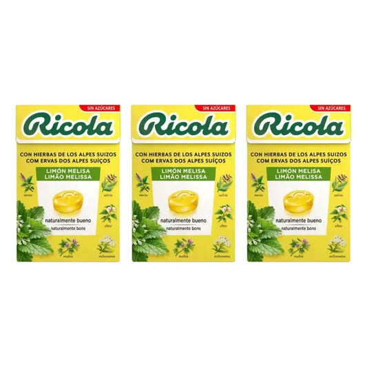Ricola bezcukrové cukríky s príchuťou citróna, balenie 3 x 50 g