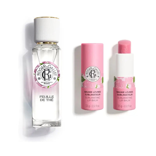 Roger & Gallet Rose Balzam na pery + Feuille De Thé Parfumovaná voda pre pohodu