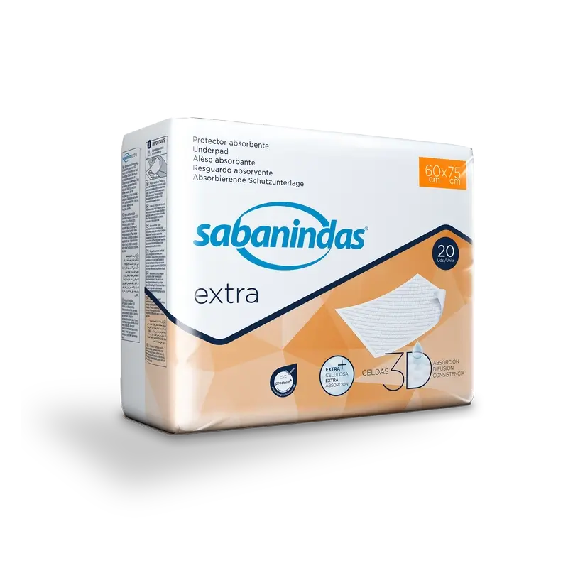 Sabanindas Extra – ochranné vložky, veľké, 60 × 75 cm, 20 kusov