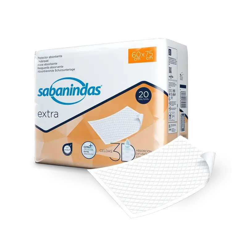 Sabanindas Extra – ochranné vložky, veľké, 60 × 75 cm, 20 kusov