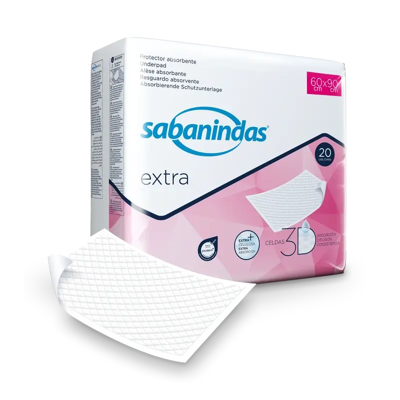 Sabanindas Extra – ochranné absorpčné podložky Maxi 60 × 90 cm, 20 kusov