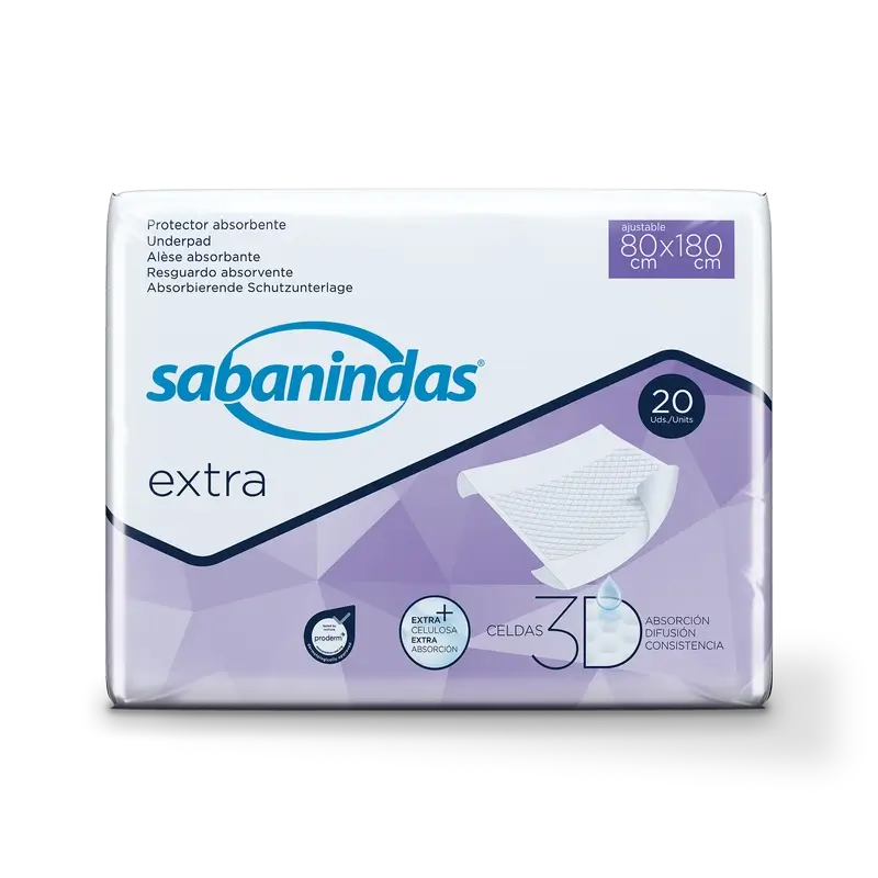 Sabanindas Extra Adjustable Absorbent Pad 80 X 180 Cm. , 20 pcs.