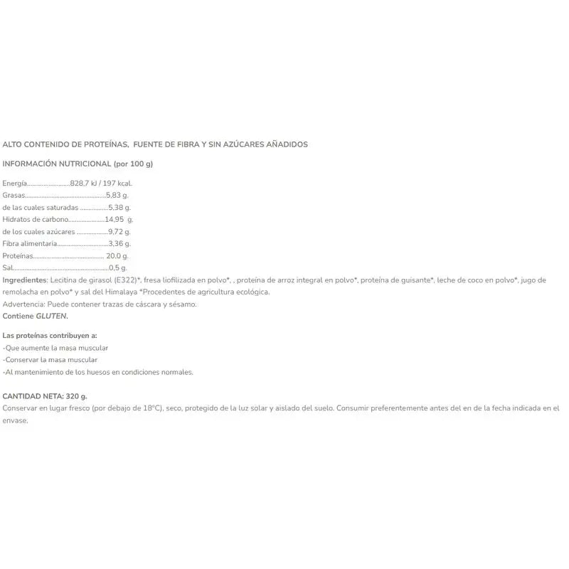Salud Viva Proteínový kokteil s príchuťou jahôd 320 g. Bio 