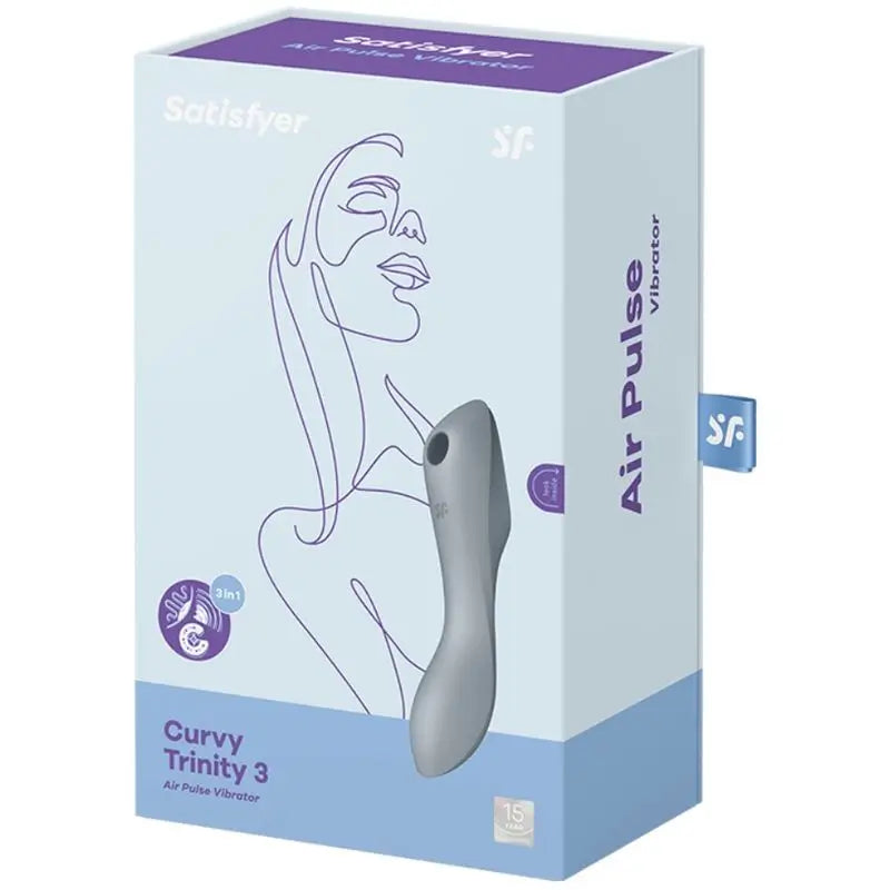 Satisfyer Air Pulse Curvy Trinity 3 – stimulátor a vibrátor – sivý