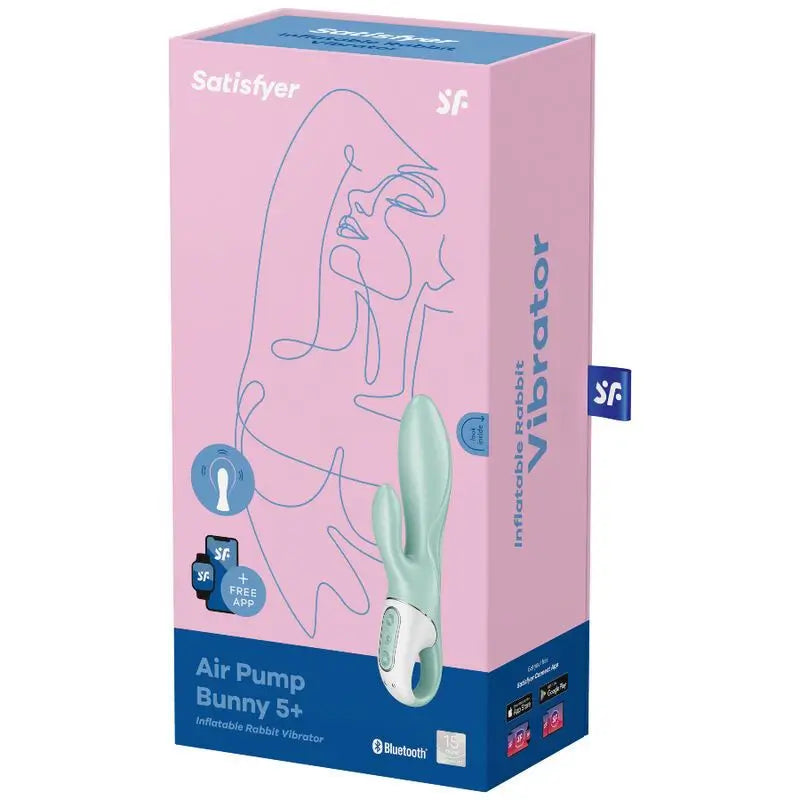 Satisfyer Connect  Air Pump Bunny 5+ Nafukovací vibrátor typu „rabbit“ s aplikáciou – zelený