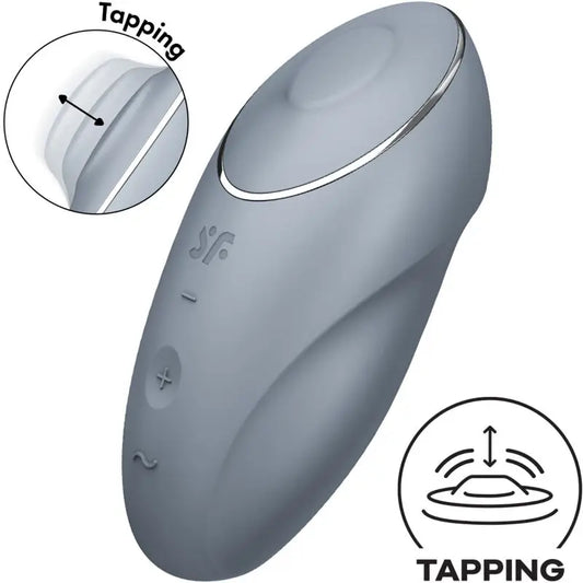 Satisfyer Tap & Climax 1 – vibračný prístroj typu „lay-on“, sivý 