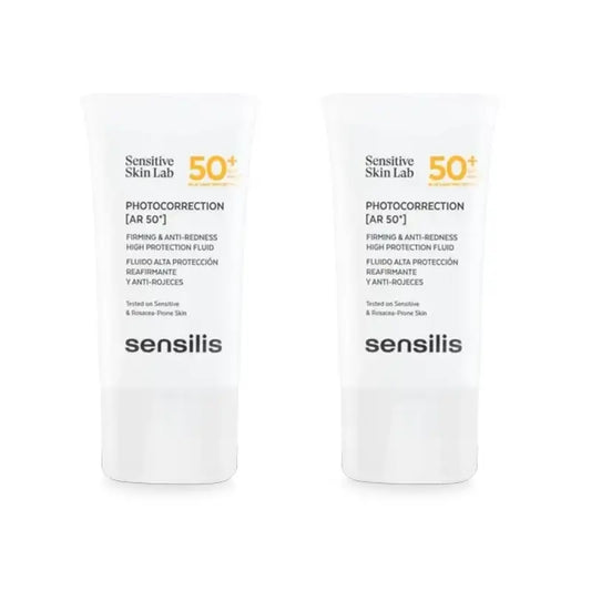 Sensilis Photocorrection [Ar SPF 50+] Zpevňujúci a proti začervenaniu pôsobiaci fluid, 2 × 40 ml 