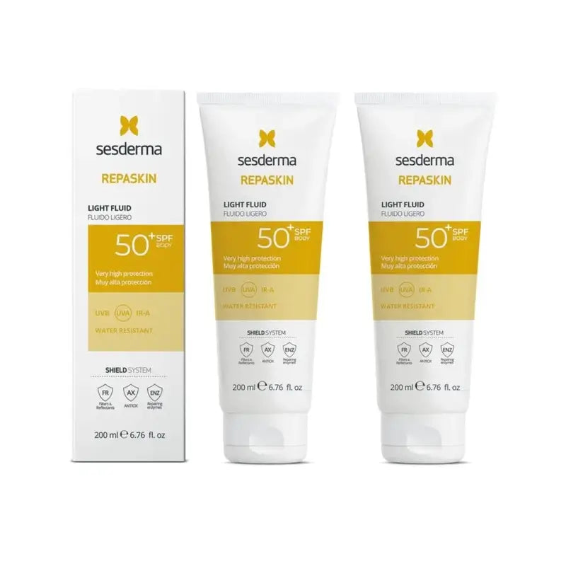 Sesderma Repaskin Ochranný krém proti slnku SPF 50 na telo, ľahký fluid, 2×200 ml 