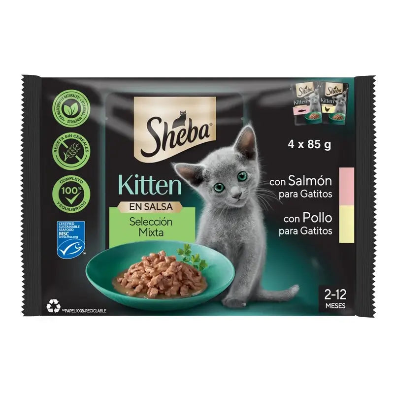 Sheba Kitten Pouch Mix pre mačky 13 × 4 × 85 g 