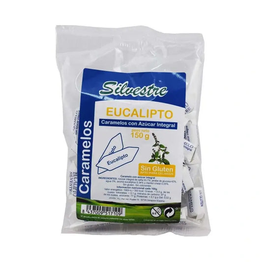 Silvestre – cukríky s príchuťou eukalyptu z trstinového cukru, 150 g.