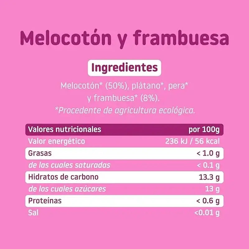 Smileat – malina a broskyňa z ekologického poľnohospodárstva, balenie 6 x 130 g