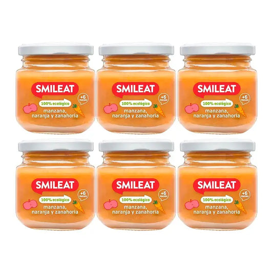 Smileat – pohárik s jablkami, pomarančmi a mrkvou, 6 × 130 g