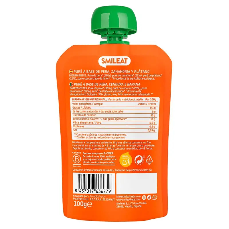 Smileat vrecúško s hruškou, mrkvou a banánom (bio), 100 g