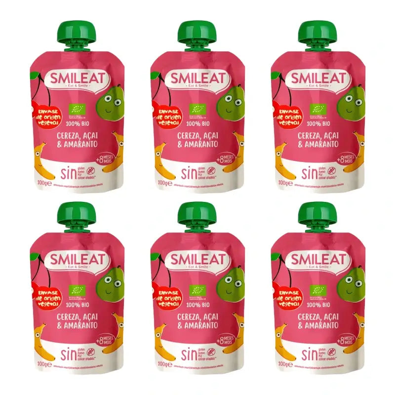 Smileat vrecúško s príchuťou čerešní, açaí a amarantu, 100 g, balenie po 6 kusoch