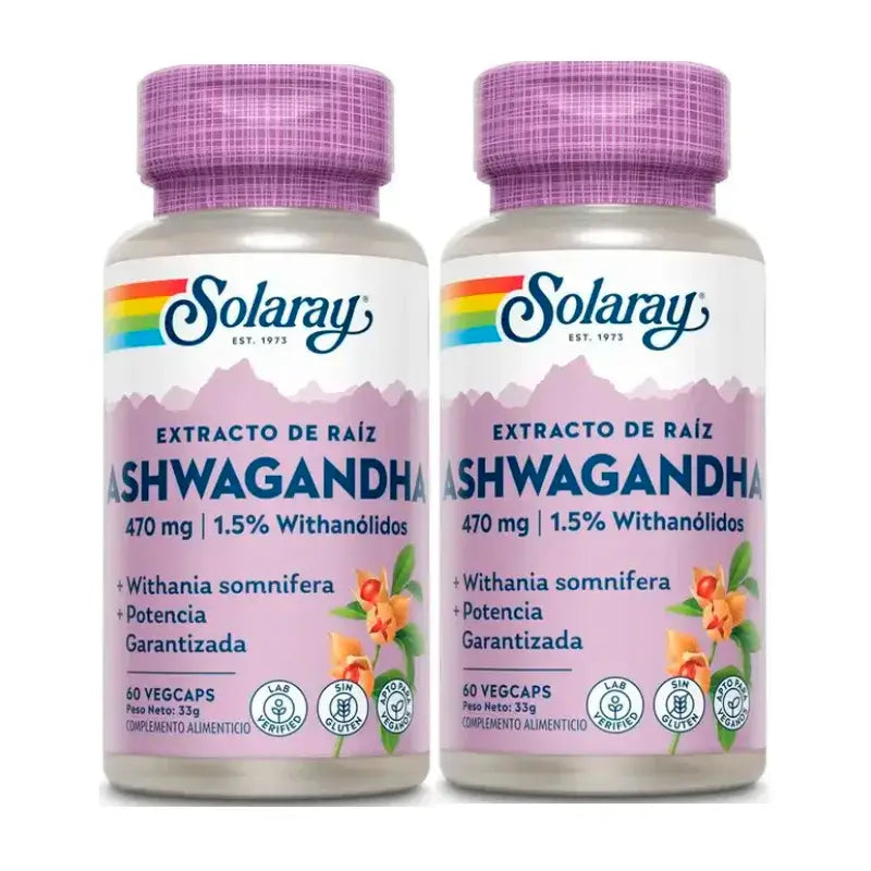Solaray Ashwagandha 470 mg rastlinného pôvodu, balenie 2 x 60 kapsúl
