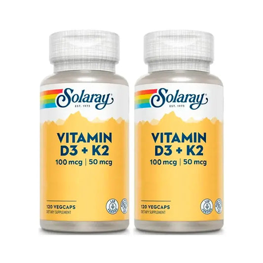 Solaray Vitamín D3 a K2 (Mk7) – balenie 2 x 120 kapsúl