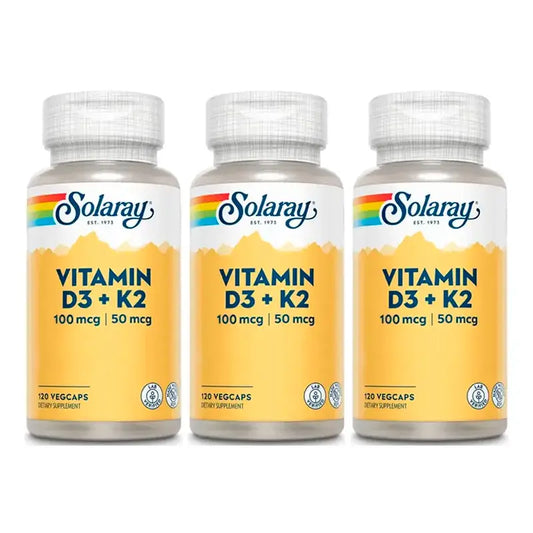 Solaray Vitamín D3 a K2 (Mk7) – balenie 3 x 120 kapsúl