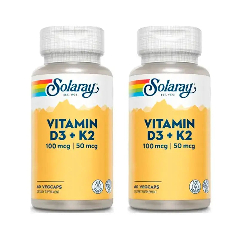 Solaray Vitamín D3 a K2, balenie 2 x 60 kapsúl