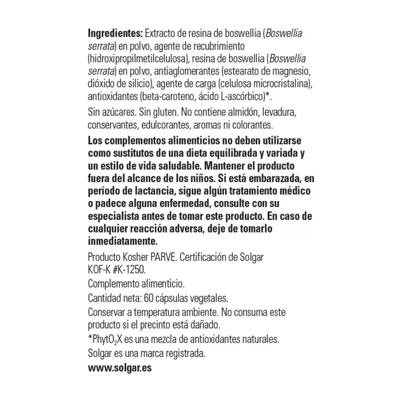 Solgar Boswellia – extrakt zo živice, 60 kapsúl