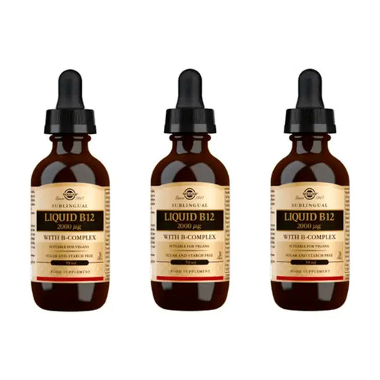 Solgar Vitamín B12 v tekutej forme s BComplex, balenie 3 x 59 ml