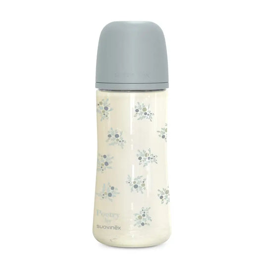 Suavinex fľaša 360 ml, hustý prietok (L), od 6 mesiacov, Poetry modrá