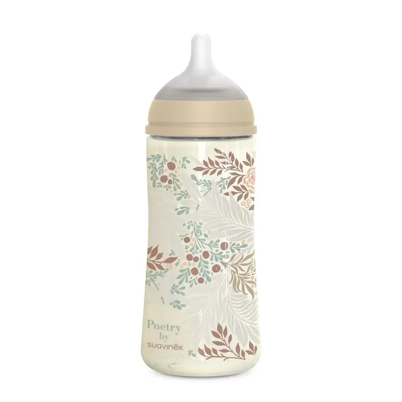 Suavinex fľaša 360 ml, hustý prietok (L), od 6 mesiacov, Poetry Beige