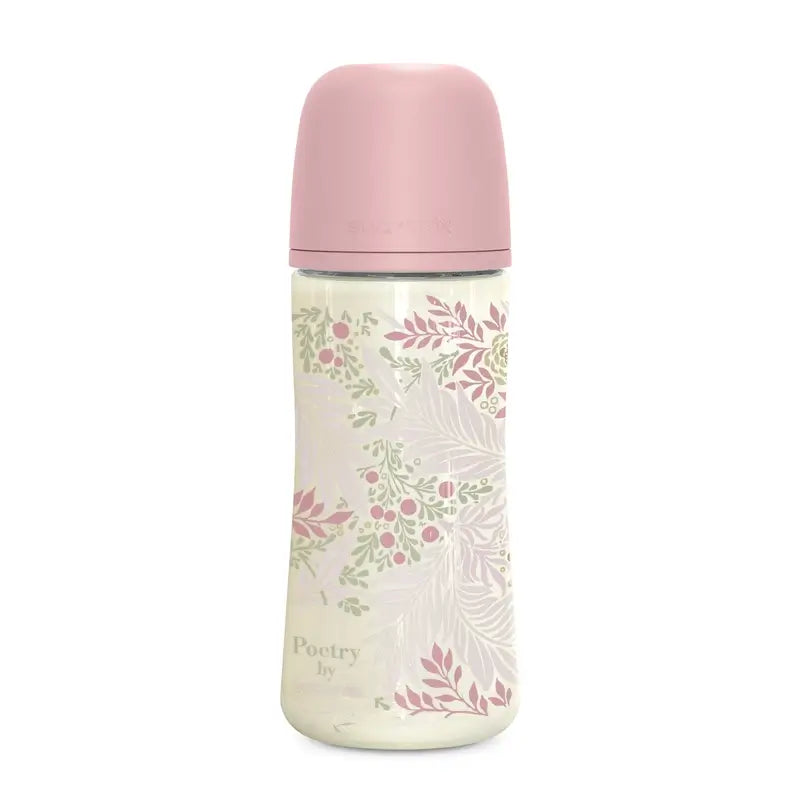 Suavinex fľaša 360 ml, hustý prietok (L), od 6 mesiacov, Poetry ružová