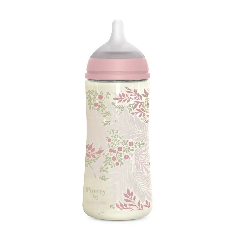 Suavinex fľaša 360 ml, hustý prietok (L), od 6 mesiacov, Poetry ružová