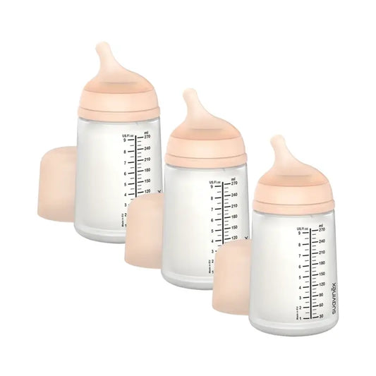 Suavinex fľaša proti kolike Zero Zero 270 ml, stredný prietok (M), od 3 mesiacov, Fair, 3 kusy