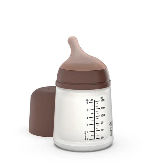Suavinex fľaša proti kolike Zero Zero 180 ml, prispôsobiteľný prietok (A), od 0 mesiacov, Deep