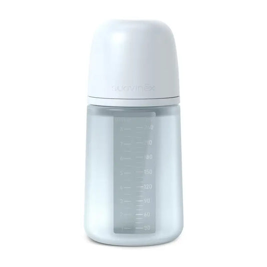 Suavinex Silikónová fľaša 240 ml, stredný prietok (M), od 3 mesiacov, Ballad Blue